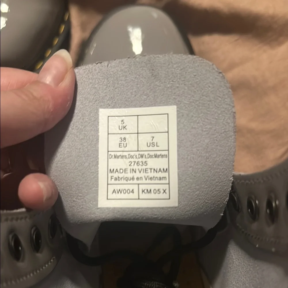 Dr. Martens Gray Combat Boots with Chunky Sole - Picture 7 of 7